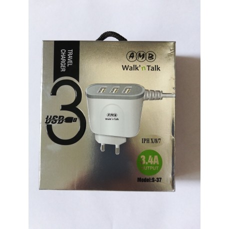 AMB USB 3 Travel Charger 3.4A for iphone 5-6-7