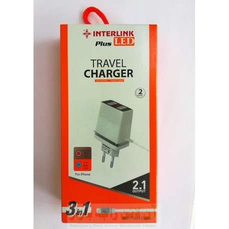 INTERLINK LED Plus Travel Charger 2.1A with Battery Charge Indicator