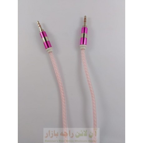 Bi Color Silver Metal Head AUX Cable