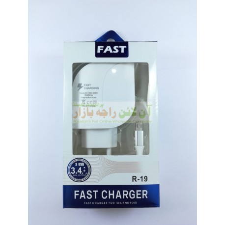 Fast 3USB Charger 3.4A Micro 8600 R19