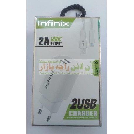Infinix High Quality 2-USB Charger 2.0A