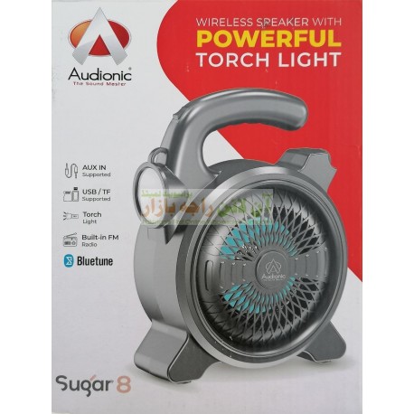 Audionic Rechargable Wireless Mp3 Speaker Sugar-8 with Powerful Torch Light