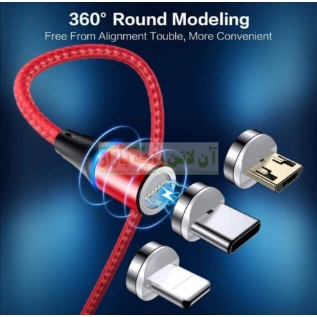 Auto Connect Magnetic 3in1 Charge Sync Data Cable with Light