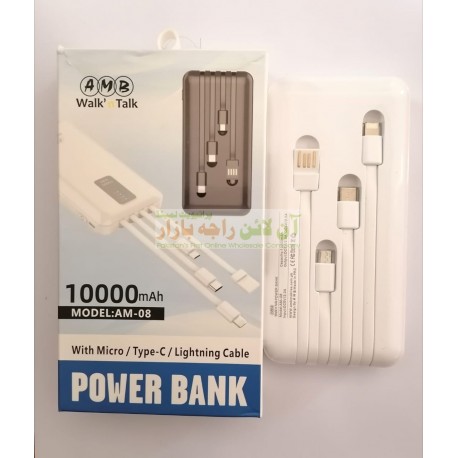 AMB Original Quality 10000mah Power Bank With 3in1 Lightning Cable