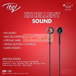 itel Original Excellent Sound Strong WIre Silicon Earphones IEP-21