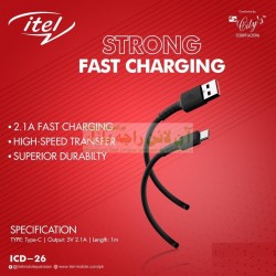 itel Original Strong Fast Charging Type-C Data Cable 2.1A ICD-26