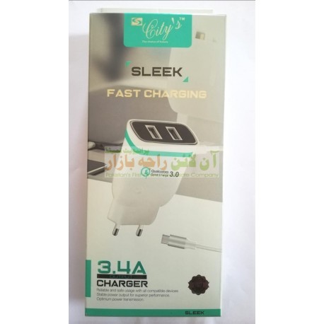 City Sleek Quick 2 USB Qualcomm Charger 3.4A Micro 8600