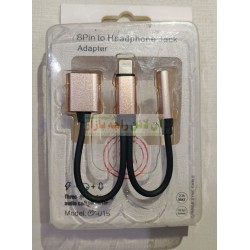 8Pin To Headphone Jack Adapter 3 In 1 Charging Audio Call Converter Model -016