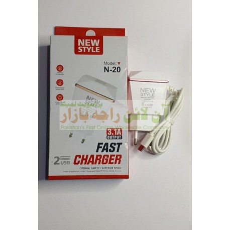 NEW STYLE Fast Charger 3.1A 2 USB N-20